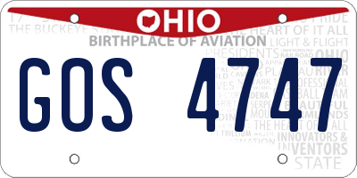 OH license plate GOS4747