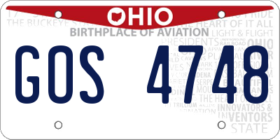 OH license plate GOS4748