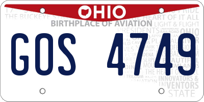 OH license plate GOS4749