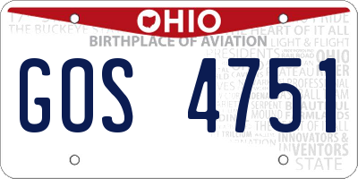 OH license plate GOS4751