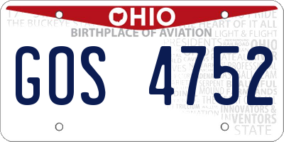 OH license plate GOS4752