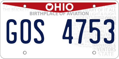 OH license plate GOS4753