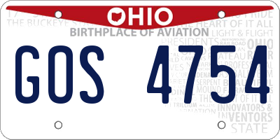 OH license plate GOS4754