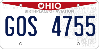 OH license plate GOS4755