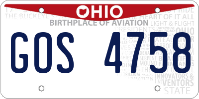 OH license plate GOS4758