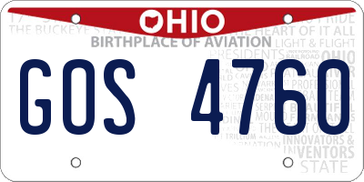 OH license plate GOS4760