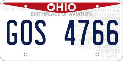 OH license plate GOS4766