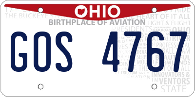 OH license plate GOS4767