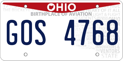 OH license plate GOS4768