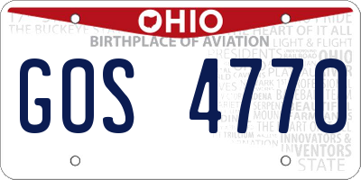 OH license plate GOS4770