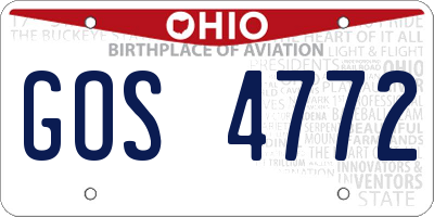 OH license plate GOS4772