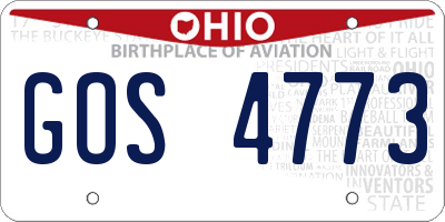 OH license plate GOS4773