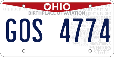OH license plate GOS4774