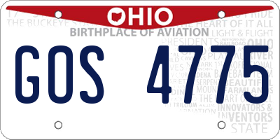 OH license plate GOS4775