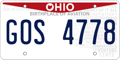 OH license plate GOS4778