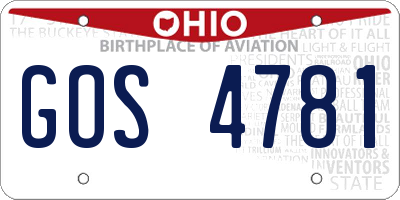 OH license plate GOS4781