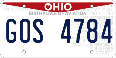 OH license plate GOS4784