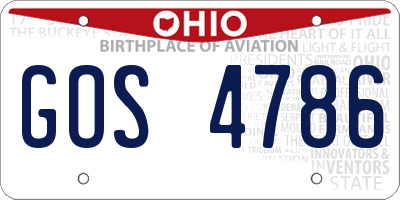 OH license plate GOS4786