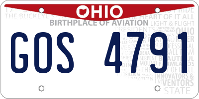 OH license plate GOS4791