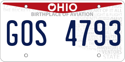 OH license plate GOS4793