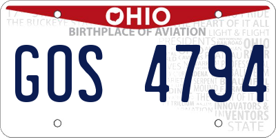 OH license plate GOS4794