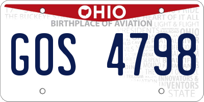 OH license plate GOS4798