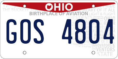 OH license plate GOS4804
