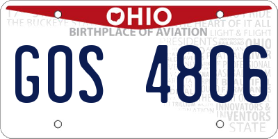 OH license plate GOS4806