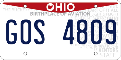 OH license plate GOS4809