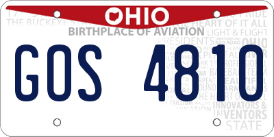 OH license plate GOS4810