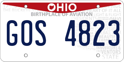 OH license plate GOS4823