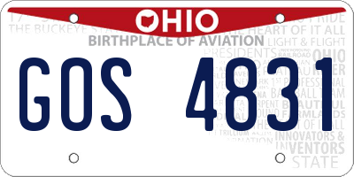 OH license plate GOS4831