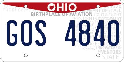 OH license plate GOS4840