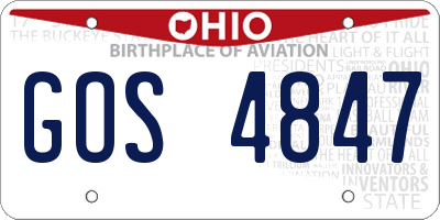 OH license plate GOS4847