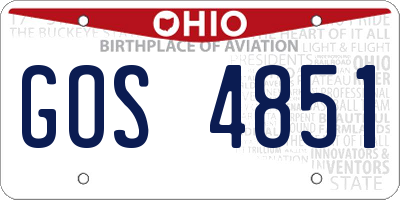 OH license plate GOS4851