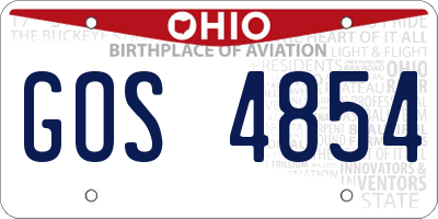 OH license plate GOS4854
