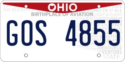 OH license plate GOS4855