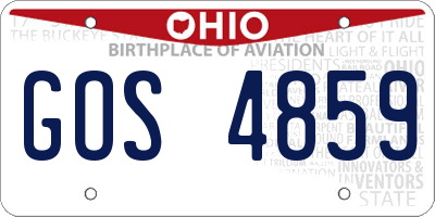 OH license plate GOS4859