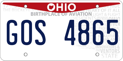 OH license plate GOS4865