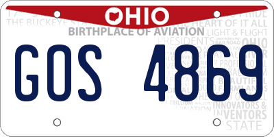 OH license plate GOS4869