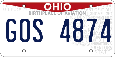 OH license plate GOS4874