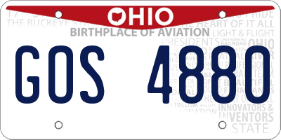 OH license plate GOS4880