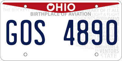 OH license plate GOS4890