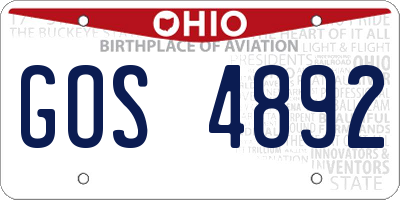 OH license plate GOS4892