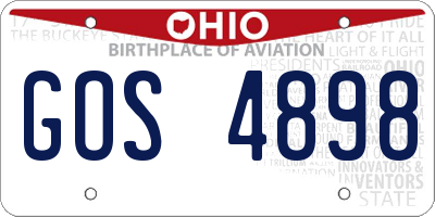 OH license plate GOS4898