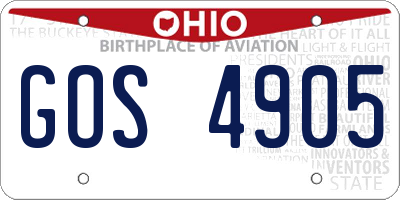 OH license plate GOS4905