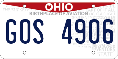 OH license plate GOS4906