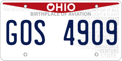 OH license plate GOS4909