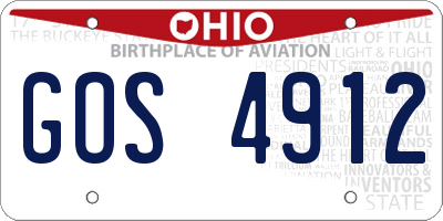 OH license plate GOS4912