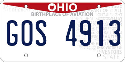 OH license plate GOS4913